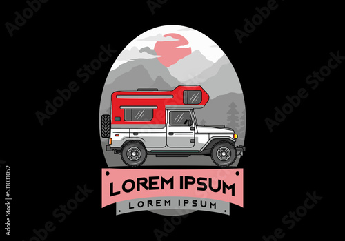 Big overland car illustration badge design
