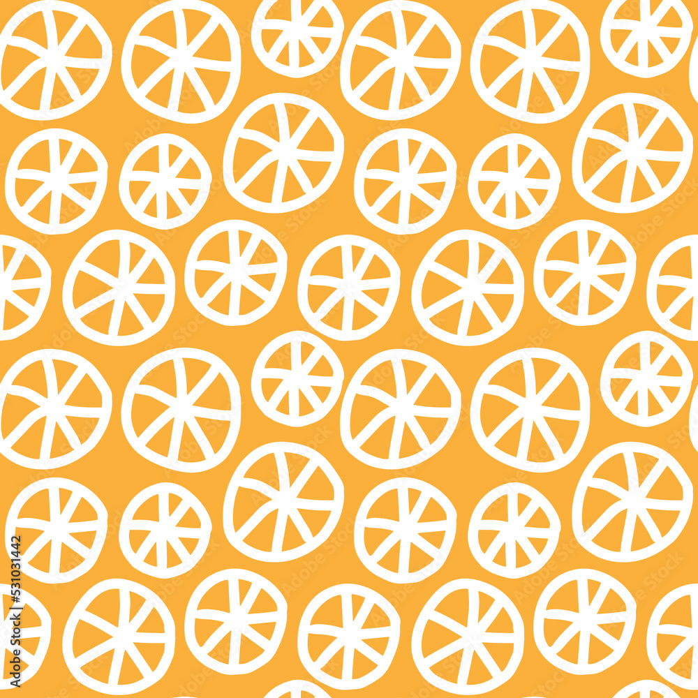 Citrus pieces orange lime lemon hand drawn seamless pattern yellow white Citrus pieces orange lime lemon hand drawn seamless pattern yellow white