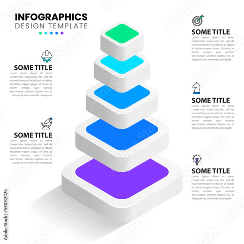Infographic template. Isometric pyramid with 5 steps