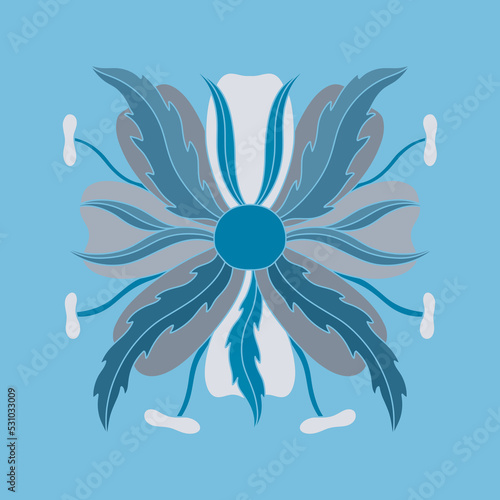 Art nouveau style flower plant basic element. 1920-1930 years vintage design. Symbol motif design.