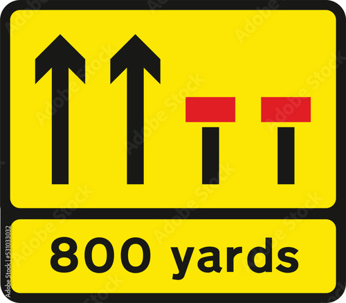 Temporary lane closure (the number and position of arrows and red bars may be varied according to lanes open and closed), The Highway Code Traffic Sign, Signs giving orders, Signs with red circles