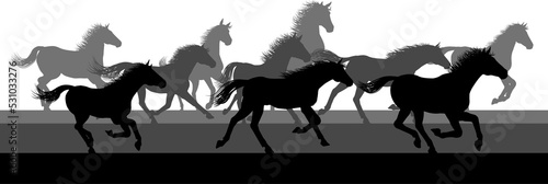 Running Horses Silhouette Herd photo