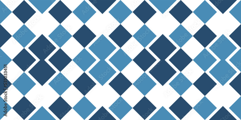Blue rhombuses in a seamless pattern. Vector of identical vector rhombuses. Blue rhombuses in a seamless pattern. Vector of identical vector rhombuses.