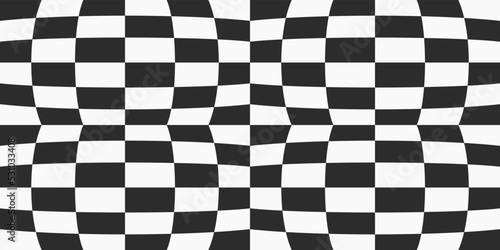 Convex checkered forms. Vector stylish curved checkerboard.