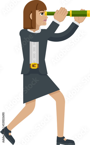 Telescope Spyglass Woman Bu...