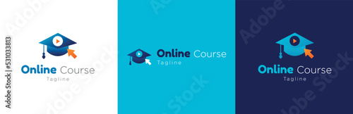 Webinar business logo design, modern online education symbol, digital study course brand identity emblem concept, e-learning editable commercial logotype, isolated on white background