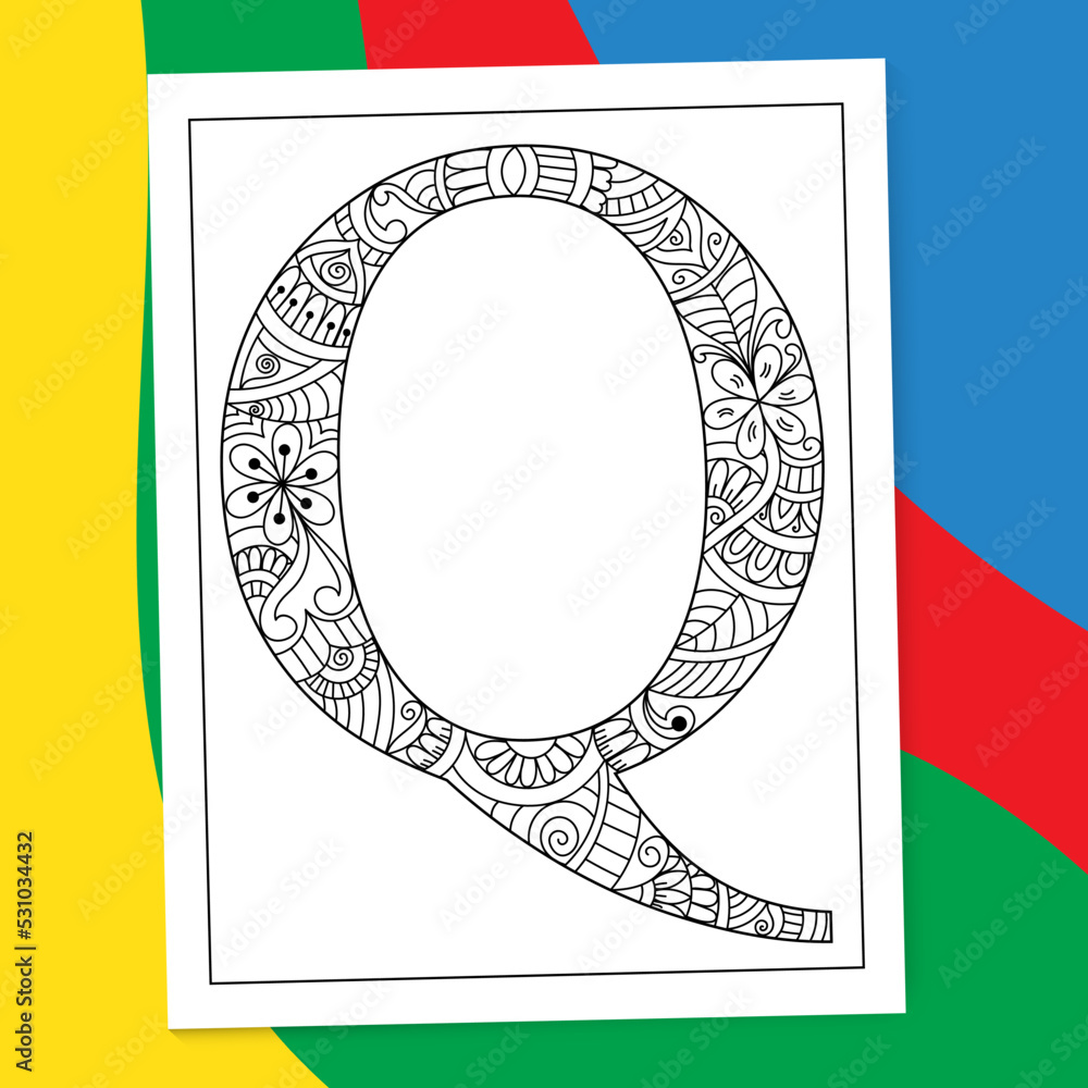 A to Z Hand-drawn Mandala Alphabet letter Coloring page. alphabet ...