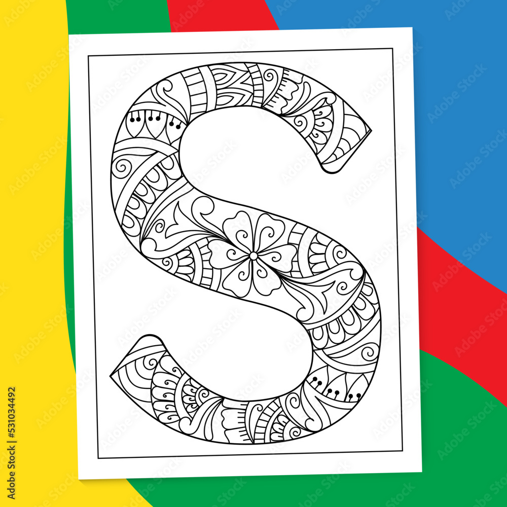 A to Z Hand-drawn Mandala Alphabet letter Coloring page. alphabet ...
