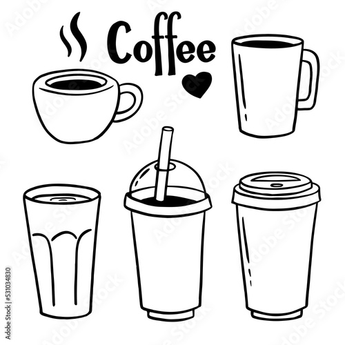 Hand drawn illustration of coffee cups.
