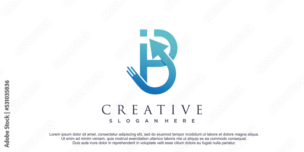Arrow logo design with letter b concept premium vector Arrow logo design with letter b concept premium vector