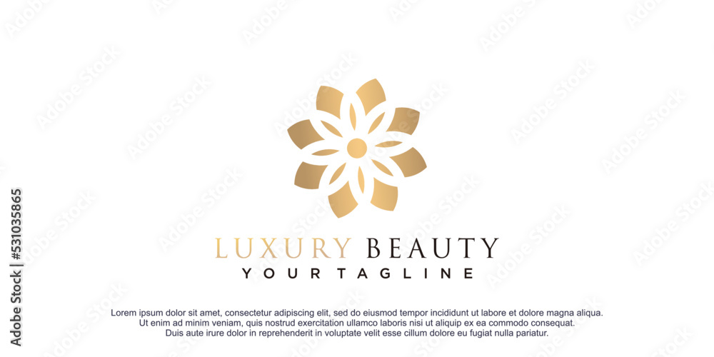 Beauty logo with flower concept premium vector