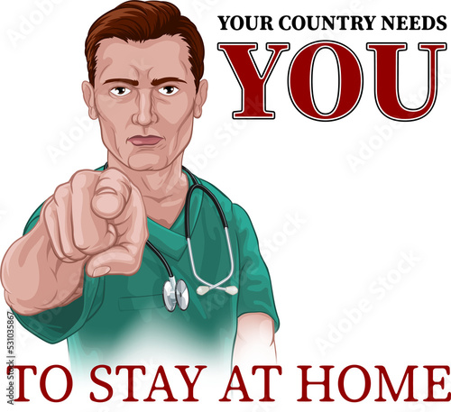 Fototapeta Nurse Doctor Pointing Your Country Needs You