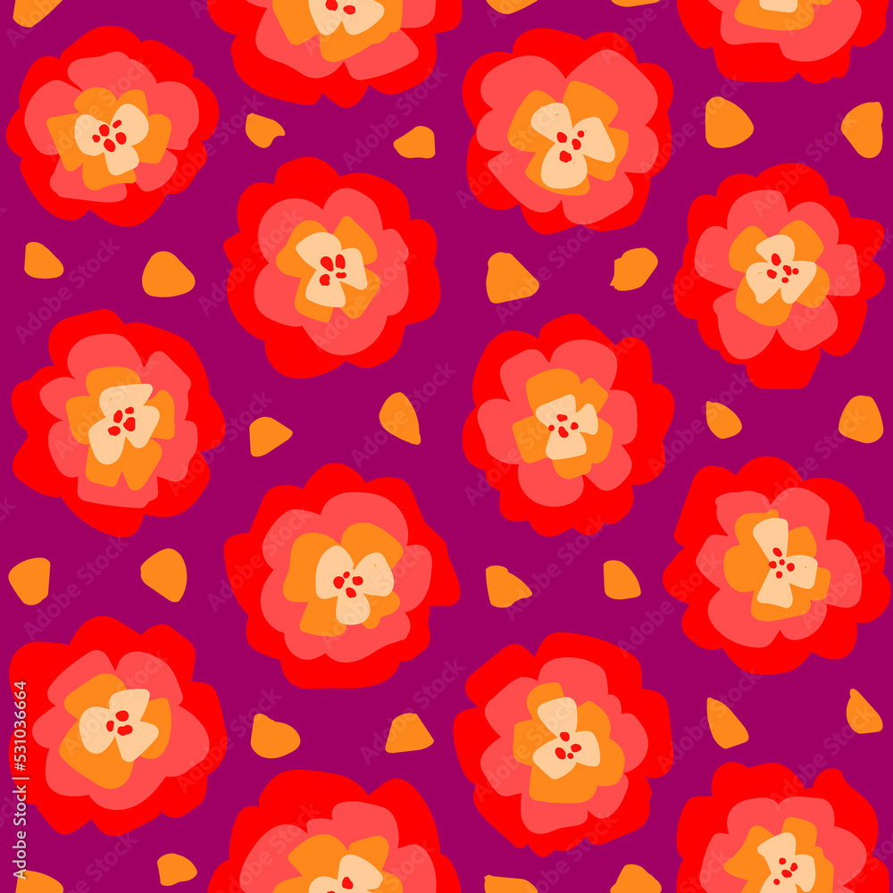 Hand Drawn Flower Seamless Pattern Hand Drawn Flower Seamless Pattern