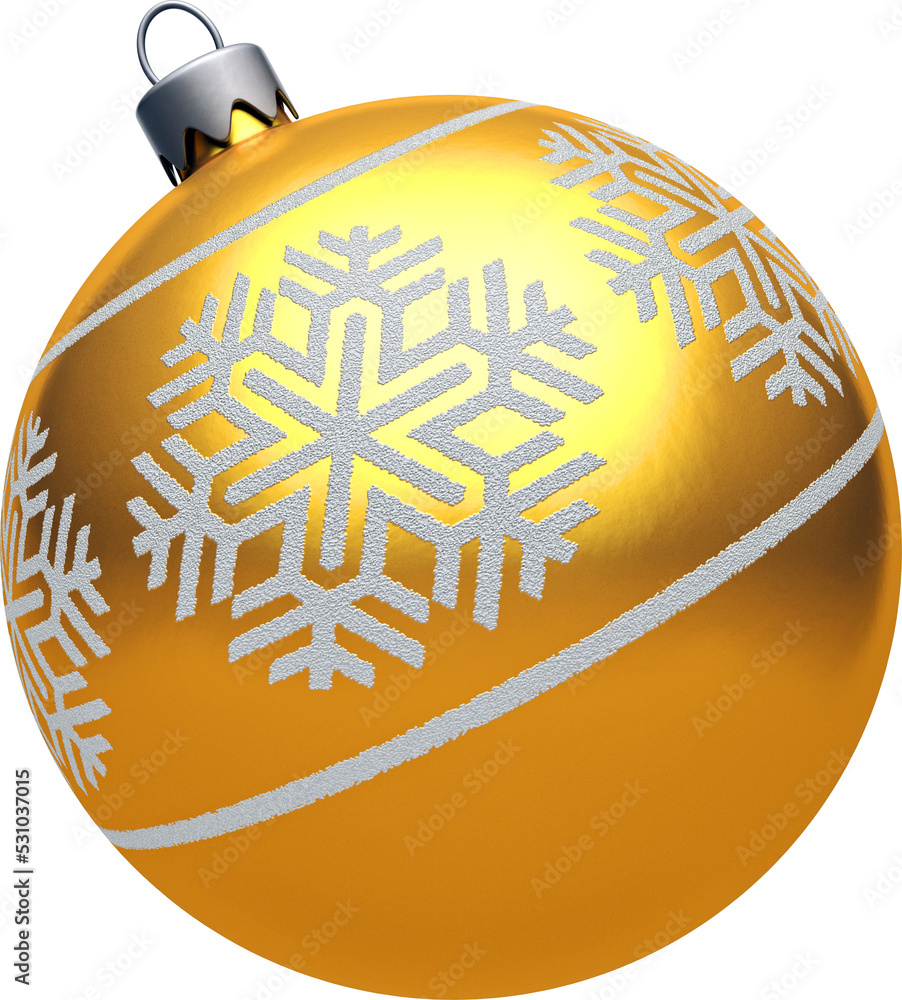 Gold retro Christmas ornament with snowflake design isolated on ...