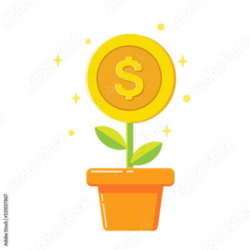 Dollar coin flowering plant vector 