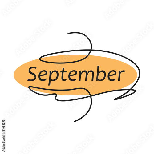 Continuous line illustration, inscription september