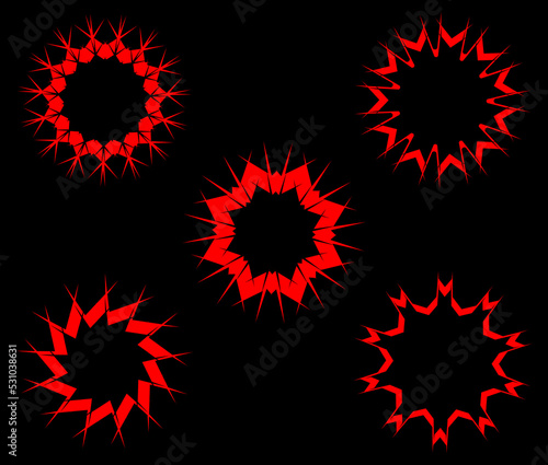 Abstract Geometric Red Flower Shape Ornament Vector Graphic Element