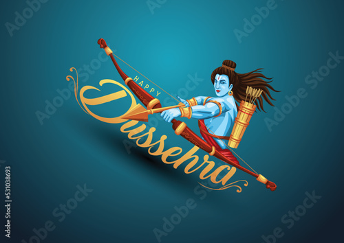 Happy Dussehra festival of India. of Lord Rama killing Ravana. vector illustration design