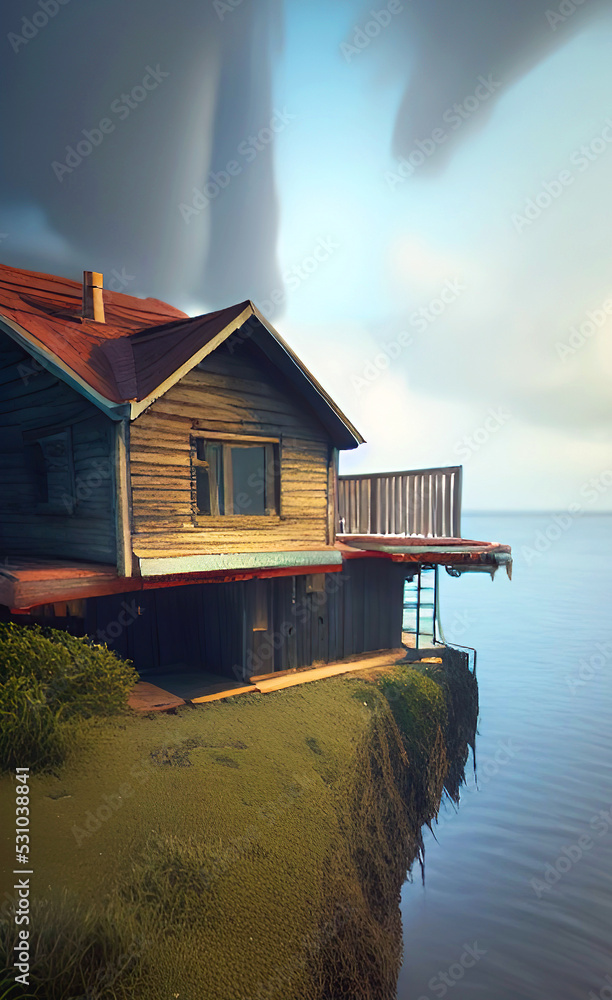 Obraz premium Magic Dreamy House in Nature. Fantastic Dreamhouse Illustration.