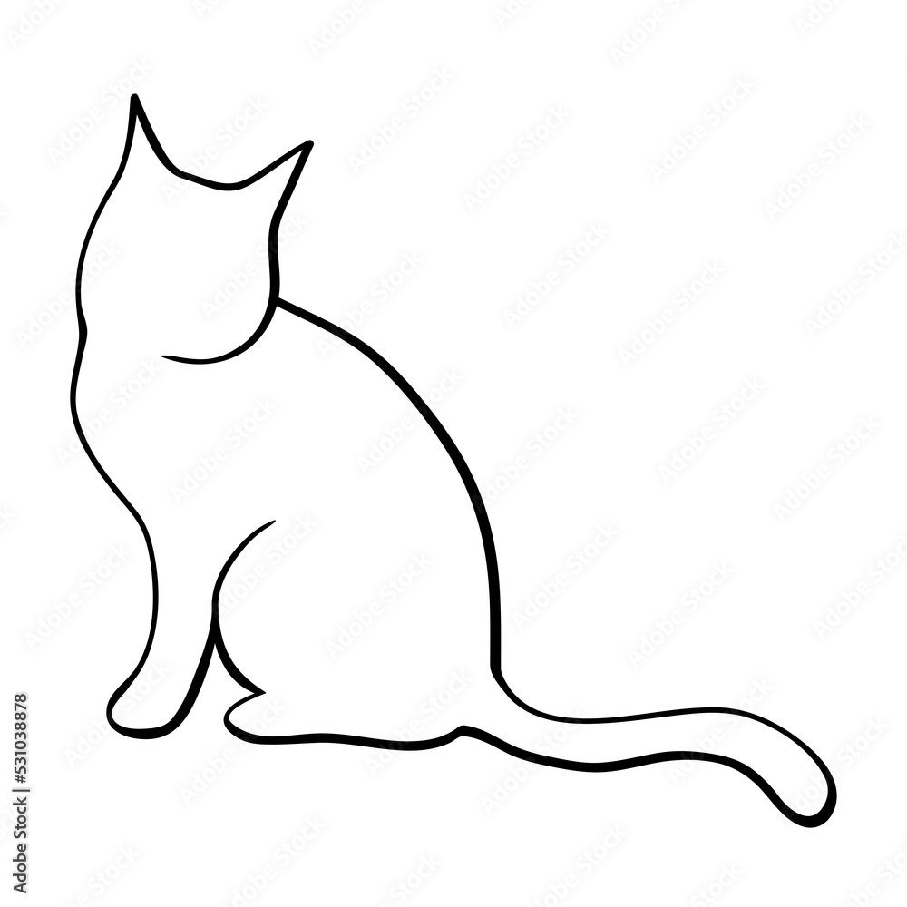 Cat outline illustration with black thin line. PNG with transparent background. Cat outline illustration with black thin line. PNG with transparent background.