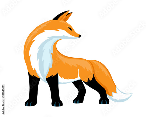 Animal fox standing icon on white background.