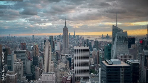 Iconic view of Manhattan from an elevated view seeing all the major skyscrapers and landmarks