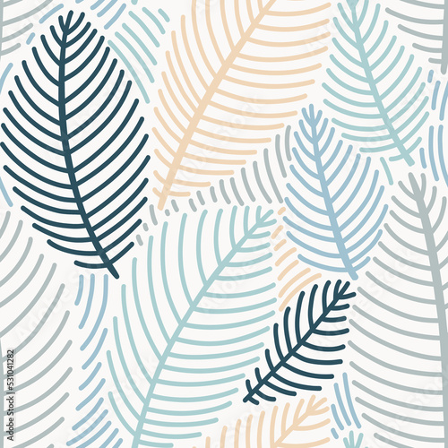 Vector seamless pattern in Scandinavian style with leaves