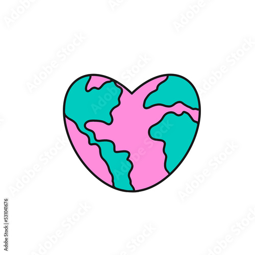 Vintage Heart Globe Outline