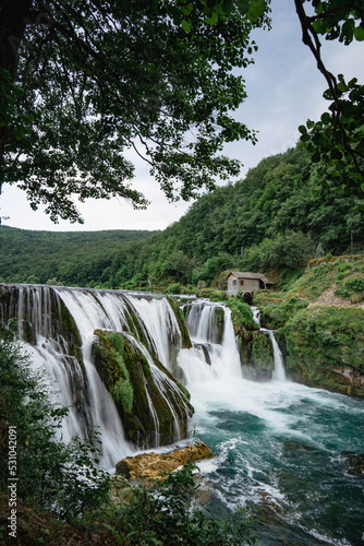 Una canyon with waterfalls cascade in Bosnia and Herzegovina