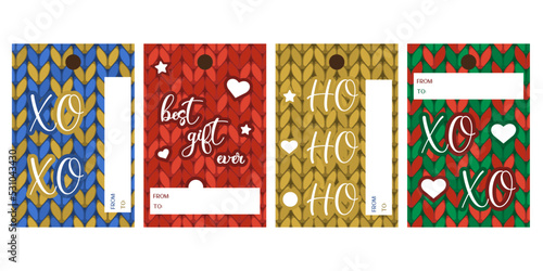Ho ho ho and Xo xo cards with personalization. Merry Christmas printable label stickers for holiday packaging