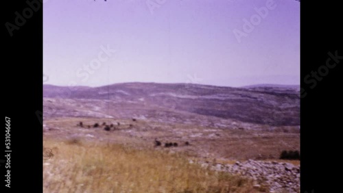 Israel 1975, Panorama of the beautiful rural landscape Wadi Sorek photo