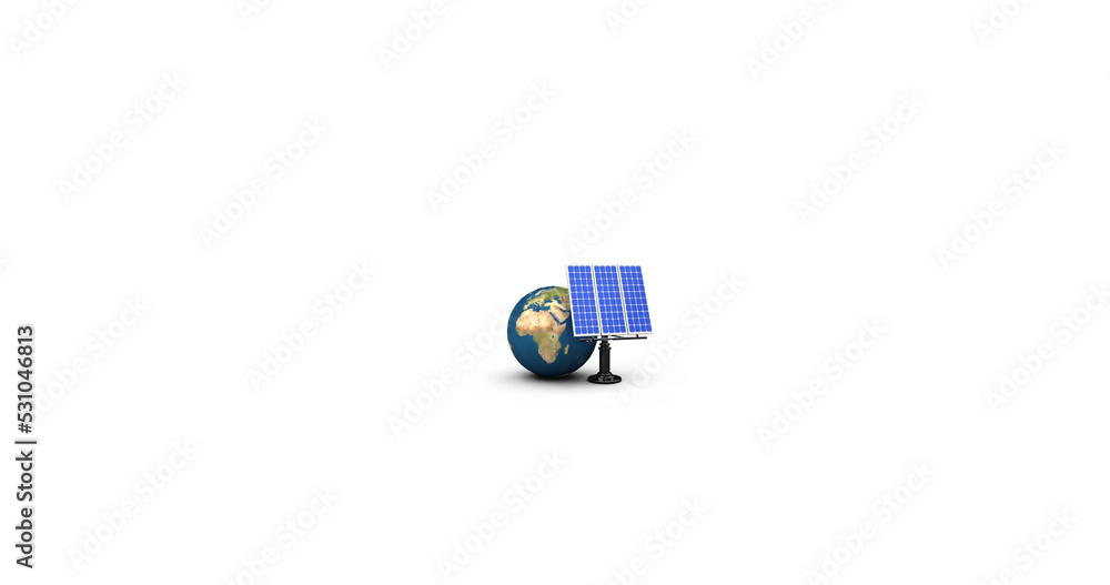 Fototapeta premium Image of globe with solar panels on white background