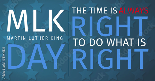 Image of happy martin luther king day text over stars