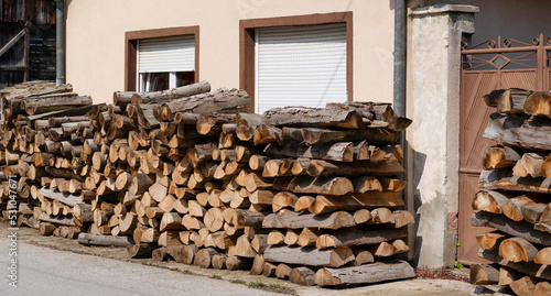 Preparing firewood for the winter while energy crisis.