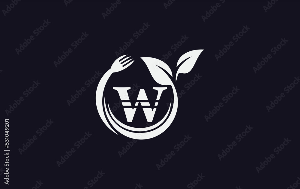 Green leaf nature with spoon and healthy logo design vector spoon fork and leaf