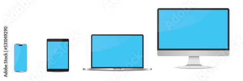 Set of four realistic devices mockup
