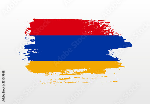 Modern style brush painted splash flag of Armenia with solid background