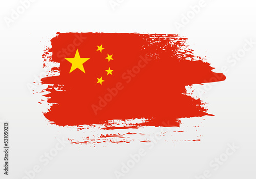 Modern style brush painted splash flag of China with solid background