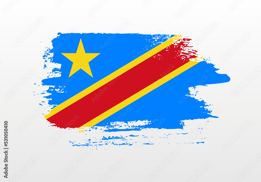 Modern style brush painted splash flag of Democratic Republic of the Congo with solid background Modern style brush painted splash flag of Democratic Republic of the Congo with solid background