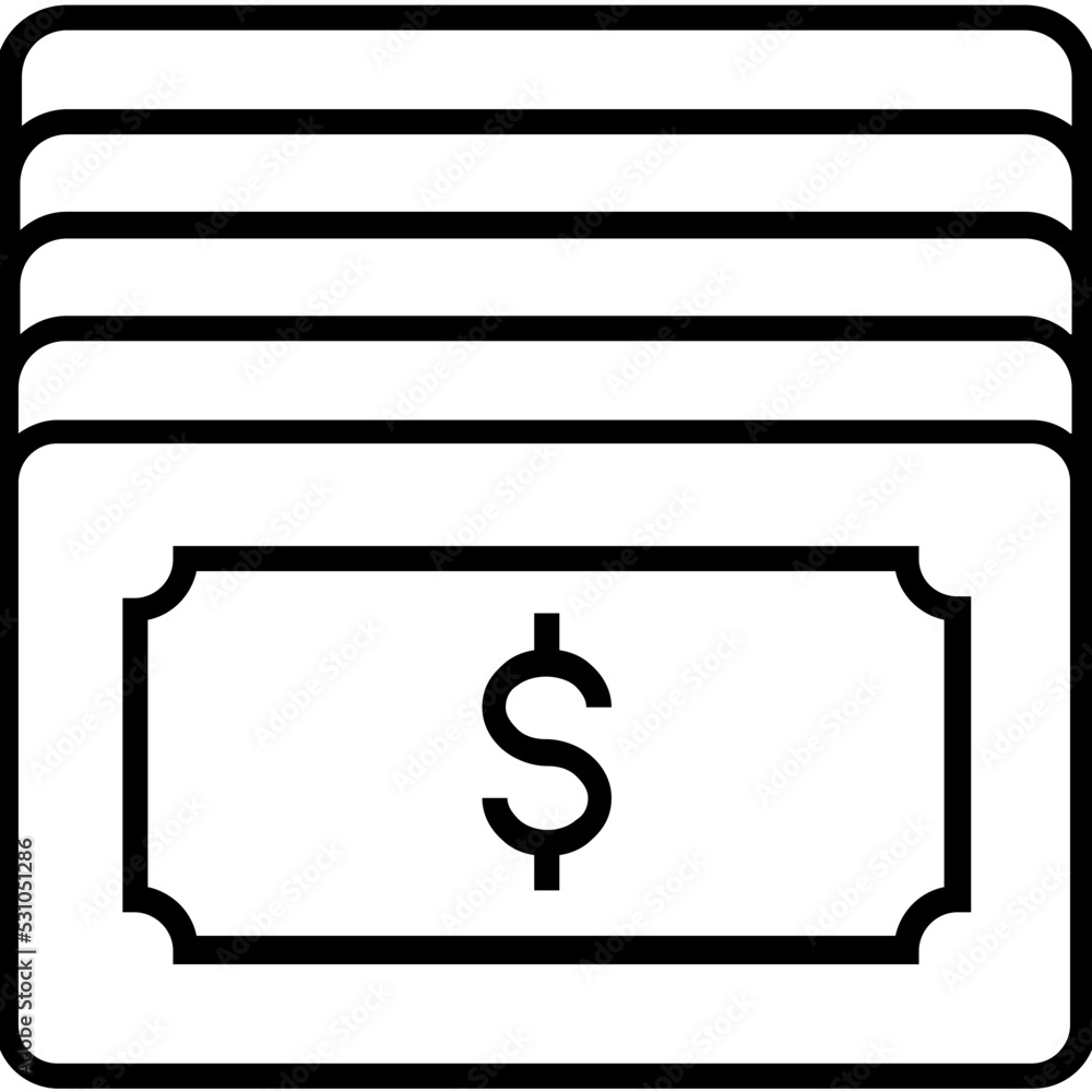 Currency Stack Line Vector Icon Currency Stack Line Vector Icon