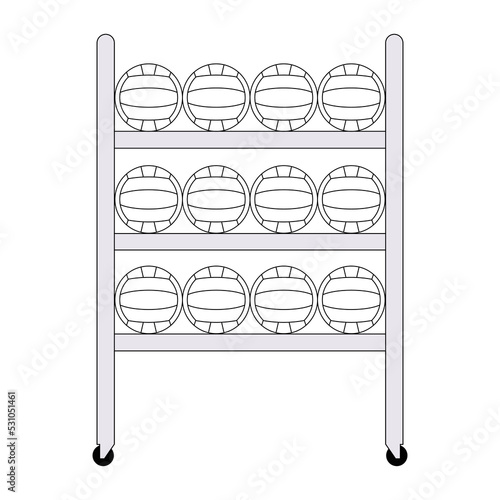 Volleyball ball rack pictogram vector illustration.