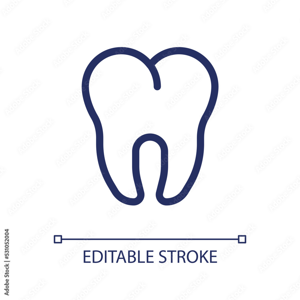 Molar pixel perfect linear ui icon. Dental clinic. Dental care. Toothache treatment. GUI, UX design. Outline isolated user interface element for app and web. Editable stroke. Arial font used Molar pixel perfect linear ui icon. Dental clinic. Dental care. Toothache treatment. GUI, UX design. Outline isolated user interface element for app and web. Editable stroke. Arial font used