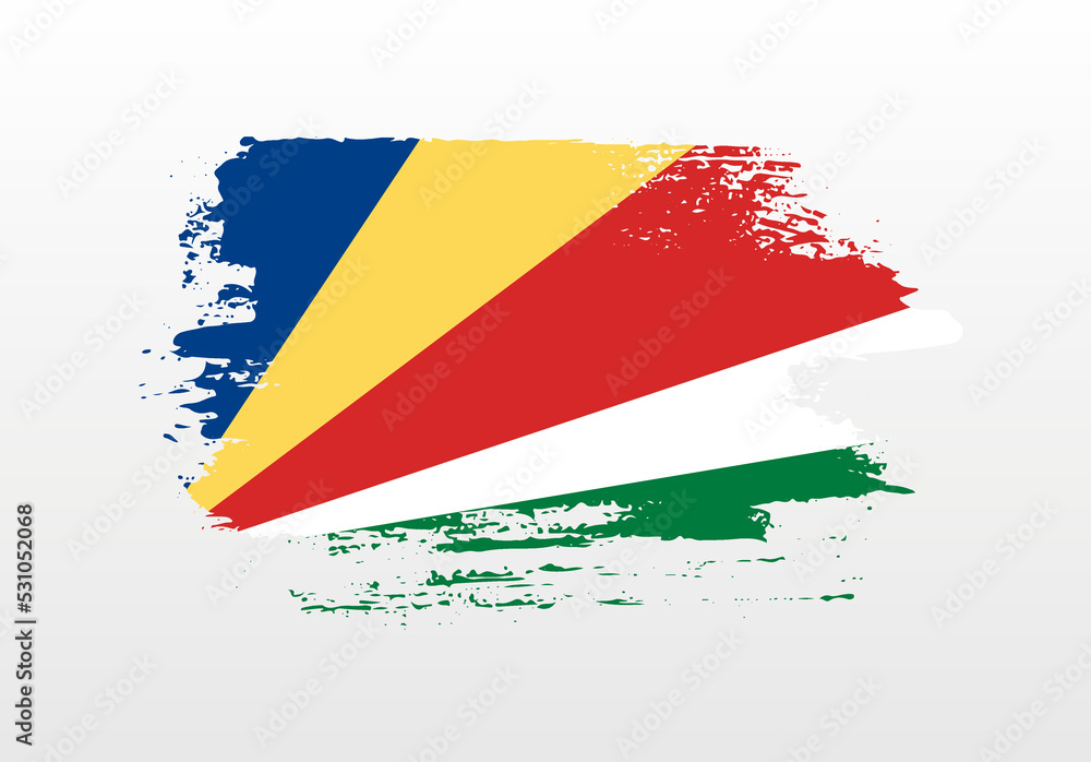 Obraz premium Modern style brush painted splash flag of Seychelles with solid background