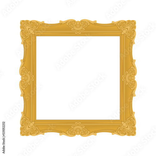 Gold photo frame with corner line floral for picture, Vector design decoration pattern style. border design