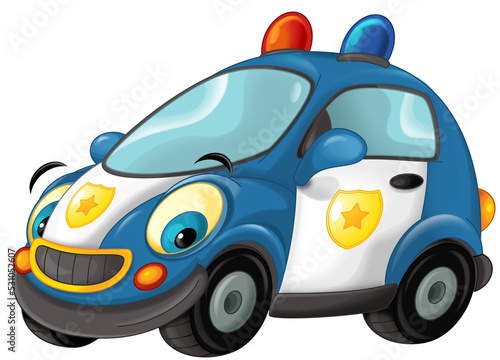 cartoon scene with police car isolated illustration for children 