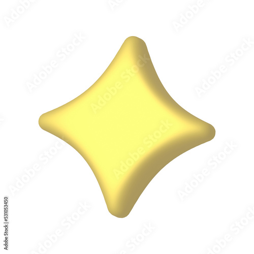 Star in cartoon style isolated on white background. 3D rendering. Minimal design.