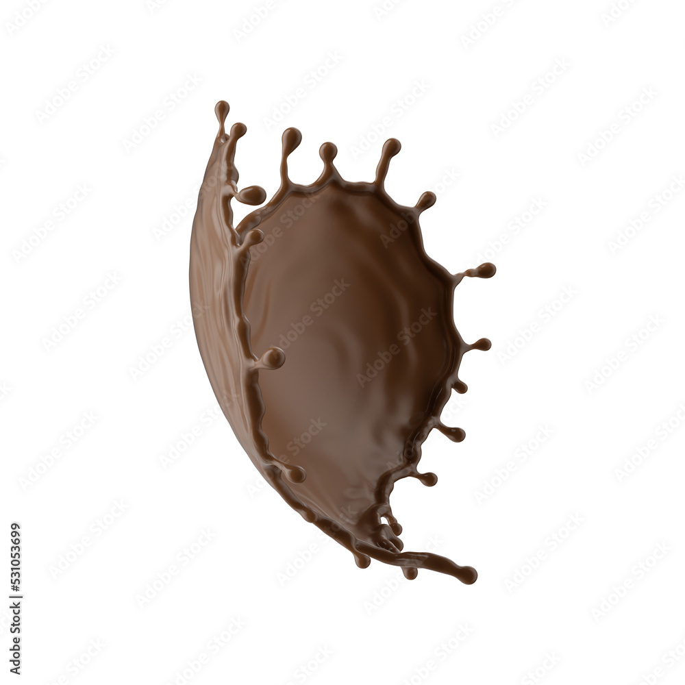 3d render, chocolate splash, cacao drink or coffee, splashing cooking ingredient. Brown beverage. Abstract wavy liquid clip art isolated on transparent background 3d render, chocolate splash, cacao drink or coffee, splashing cooking ingredient. Brown beverage. Abstract wavy liquid clip art isolated on transparent background