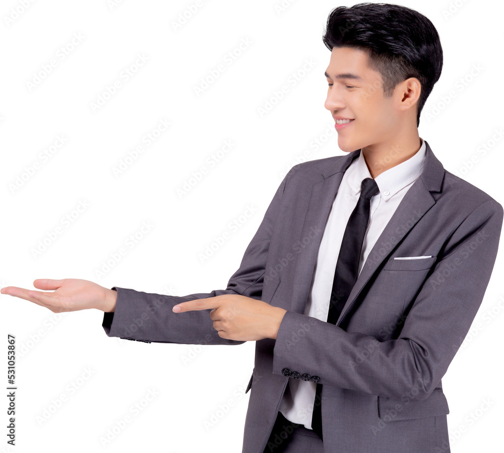 Portrait young asian business man in suit presenting isolated png transparent file, advertising and marketing, executive and manager, male confident showing success, expression and emotion. Portrait young asian business man in suit presenting isolated png transparent file, advertising and marketing, executive and manager, male confident showing success, expression and emotion.