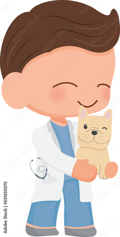 cute young veterinarian couple character flat style cute young veterinarian couple character flat style