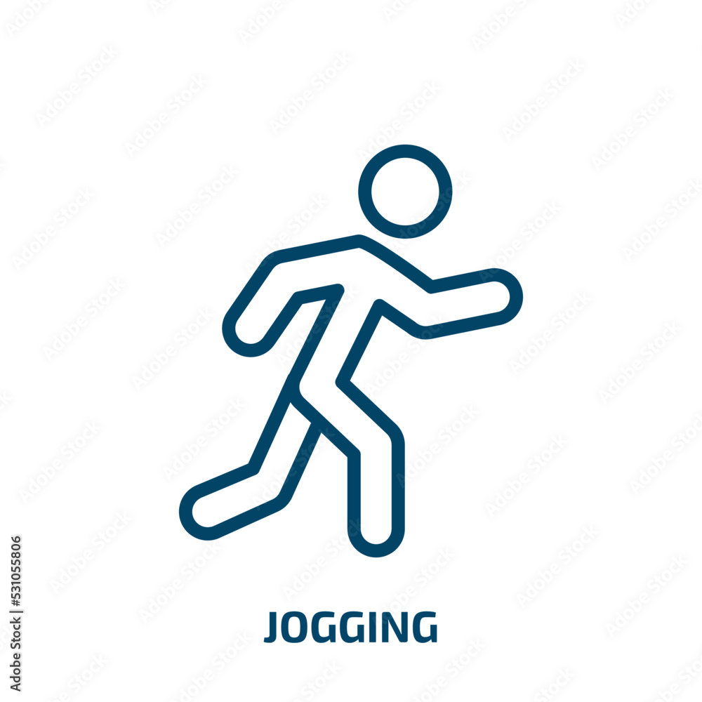 jogging icon from activity and hobbies collection. Thin linear jogging, run, fitness outline icon isolated on white background. Line vector jogging sign, symbol for web and mobile jogging icon from activity and hobbies collection. Thin linear jogging, run, fitness outline icon isolated on white background. Line vector jogging sign, symbol for web and mobile